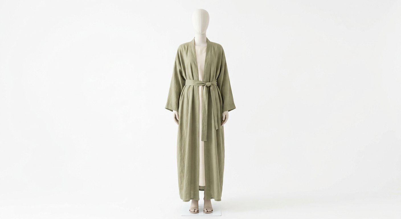 Safa Sage Linen Abaya — Abayas